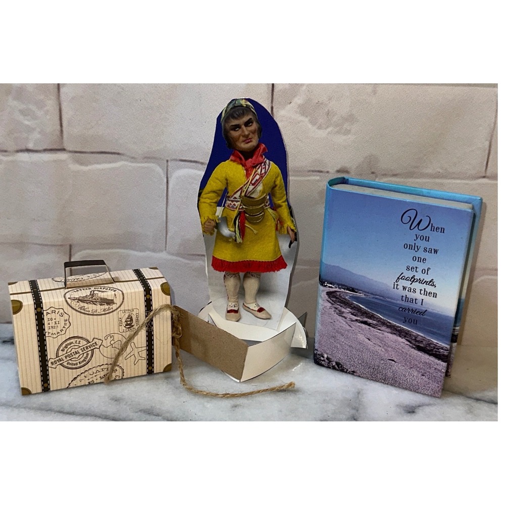 Paula Scaletta Tri-Coastal Design Footprints Book Box Suitcase & Folk Doll Set